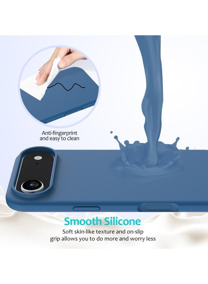 Denx Silicone Case Compatible with iPhone 17 Air, Slim Liquid Silicone Phone Case with 3-Layer Soft Rubber Shockproof Bumper with TPU Lining (Dark Blue) - Image 4