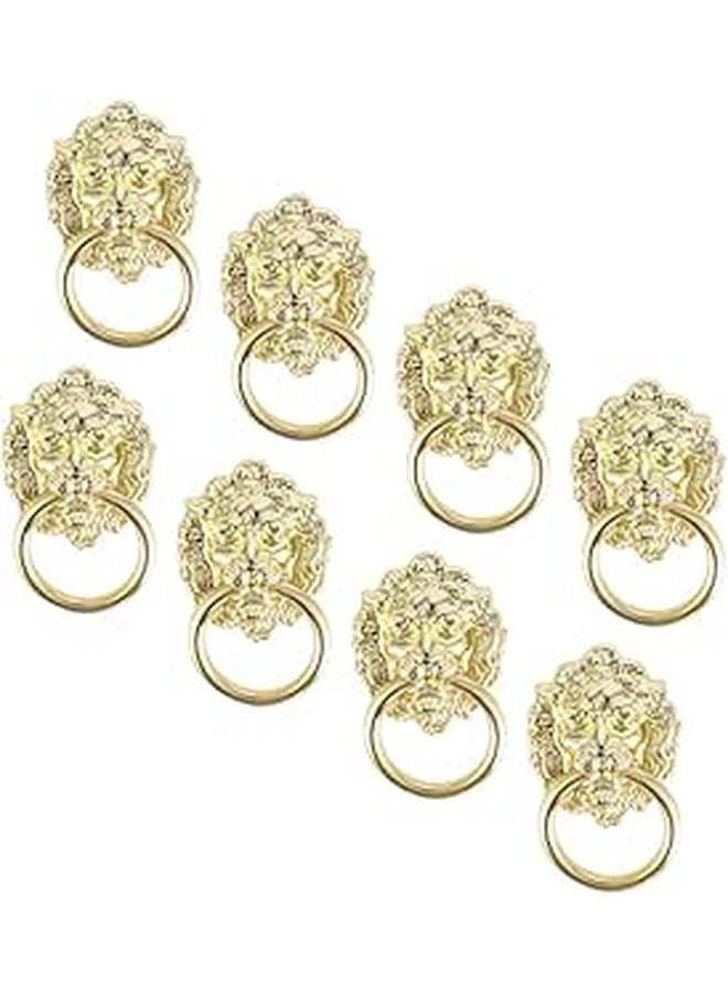 Antique Lion Head Cabinet Pull Handles 8pcs Gold Alloy Drawer Knobs For Kitchen Wardrobe - Image 1