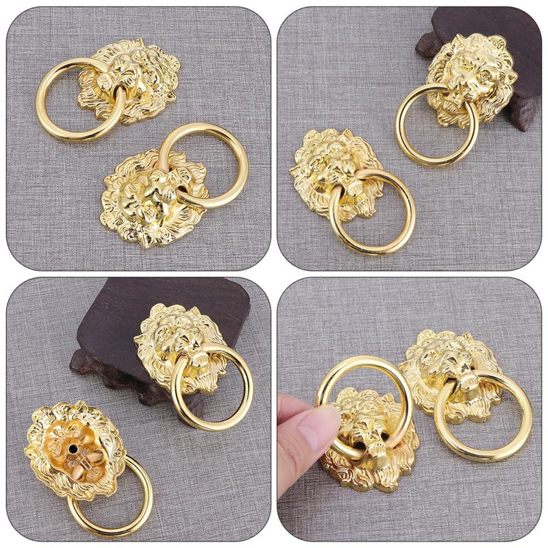 Antique Lion Head Cabinet Pull Handles 8pcs Gold Alloy Drawer Knobs For Kitchen Wardrobe - Image 4
