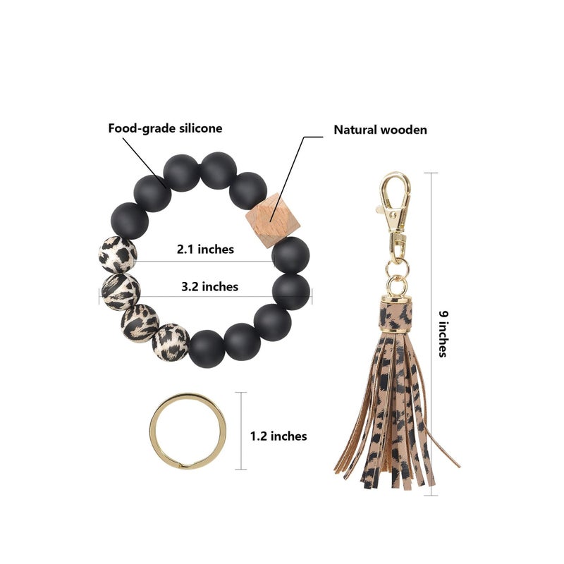 SOLARAE Bracelet Keychain Wristlet, Silicone Bead Key Ring Bracelet for Women, Beautiful Appearance, Bpa Free, Food - Grade, Original Luster, Elastic Closure, Waterproof, Comfortable - Image 3