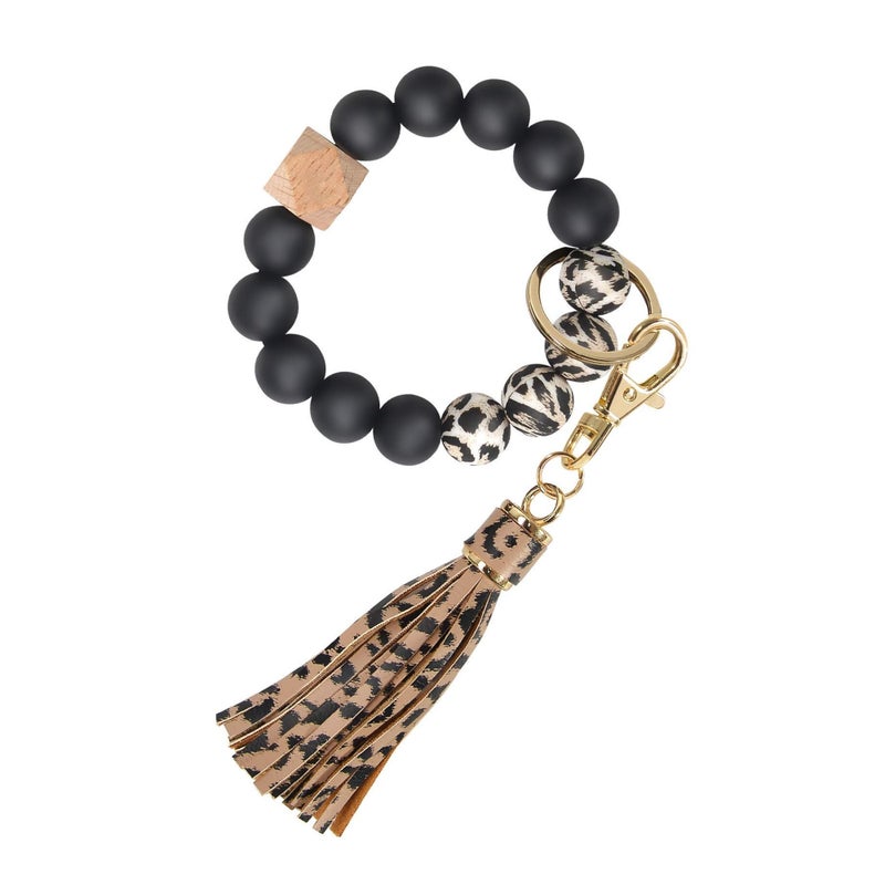 SOLARAE Bracelet Keychain Wristlet, Silicone Bead Key Ring Bracelet for Women, Beautiful Appearance, Bpa Free, Food - Grade, Original Luster, Elastic Closure, Waterproof, Comfortable - Image 1