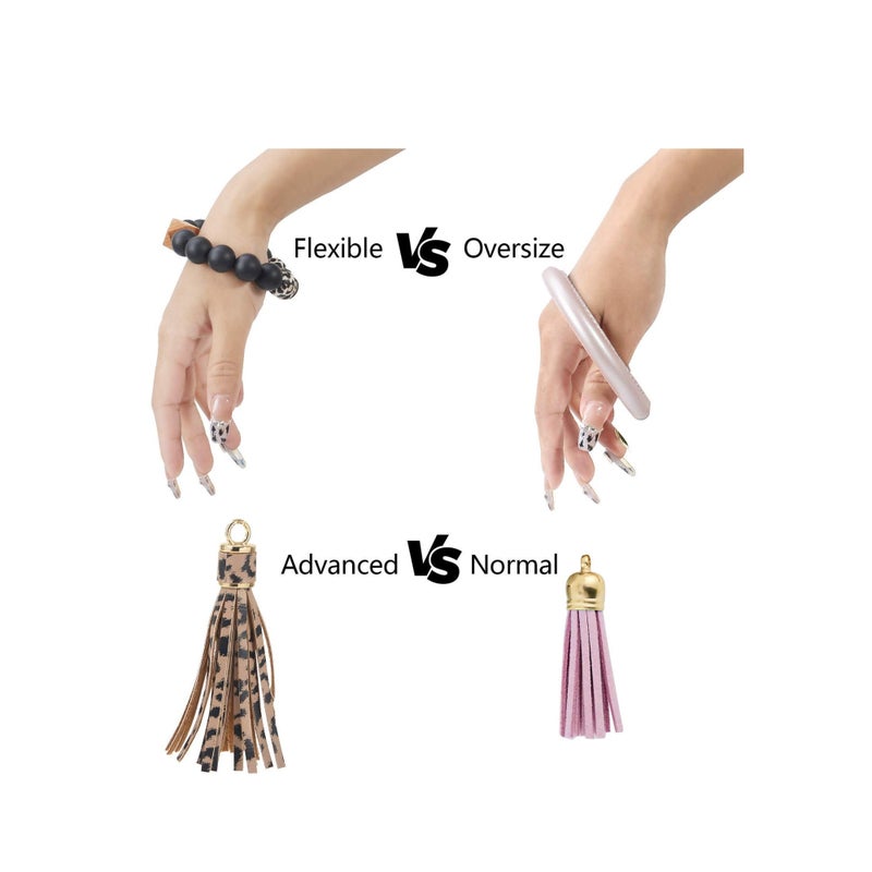 SOLARAE Bracelet Keychain Wristlet, Silicone Bead Key Ring Bracelet for Women, Beautiful Appearance, Bpa Free, Food - Grade, Original Luster, Elastic Closure, Waterproof, Comfortable - Image 2