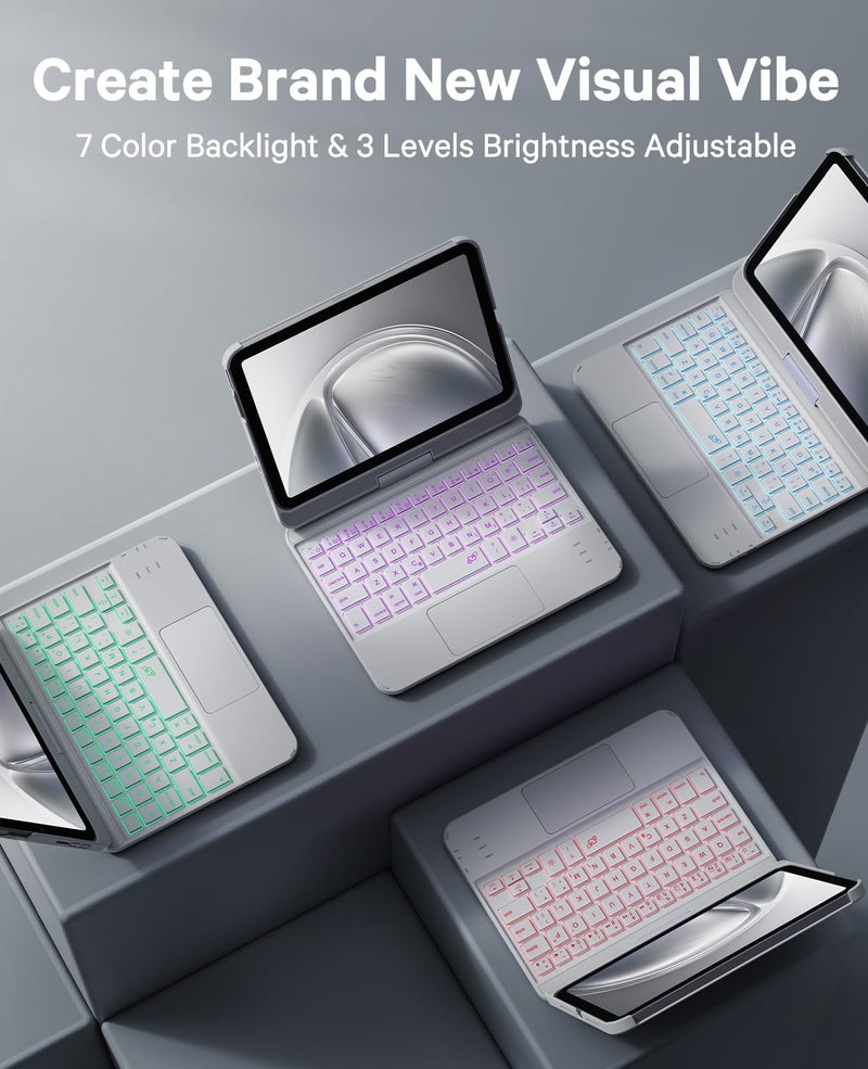 GreenLaw Keyboard Case for iPad mini 7(2024) & Mini 6 (2021) 8.3", Touchpad Keyboard with 7 Color Backlit, Type-C Rechargeable, 360° Rotate Keyboard Case for iPad mini 7th/6th Generation, White - Image 3