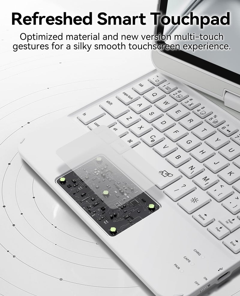 GreenLaw Keyboard Case for iPad mini 7(2024) & Mini 6 (2021) 8.3", Touchpad Keyboard with 7 Color Backlit, Type-C Rechargeable, 360° Rotate Keyboard Case for iPad mini 7th/6th Generation, White - Image 4