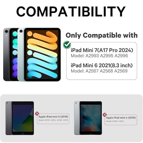 GreenLaw Keyboard Case for iPad mini 7(2024) & Mini 6 (2021) 8.3", Touchpad Keyboard with 7 Color Backlit, Type-C Rechargeable, 360° Rotate Keyboard Case for iPad mini 7th/6th Generation, White - Image 2
