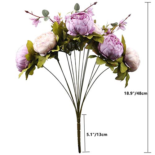 Fule 2 Pack Large Artificial Peony Silk Flower Bouquets Arrangement Wedding Centerpieces (New Purple) - Image 2