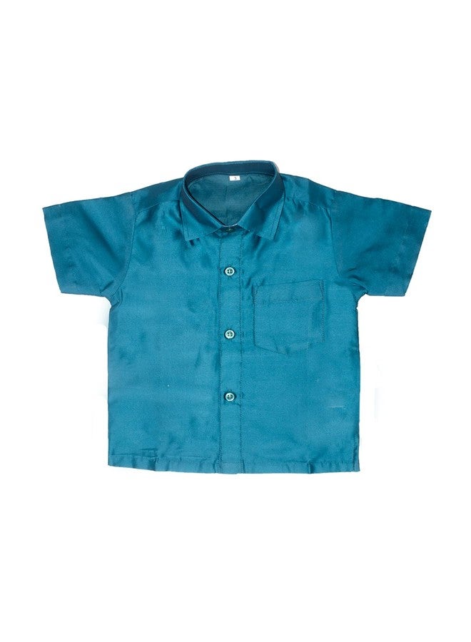 Chandrakala Kids Shirt With Mundu Set for Boy Teal Blue,3-4T (KB102TEA4) - Image 3