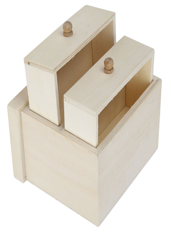 Wooden Simple Desktop Storage Box Cosmetics Jewelry Document Organizer Case with Drawers - Image 3