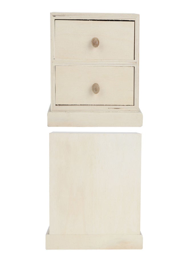 Wooden Simple Desktop Storage Box Cosmetics Jewelry Document Organizer Case with Drawers - Image 2
