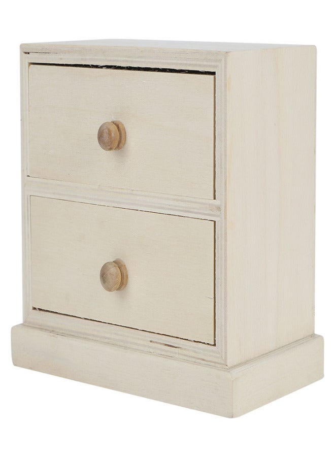 Wooden Simple Desktop Storage Box Cosmetics Jewelry Document Organizer Case with Drawers - Image 1