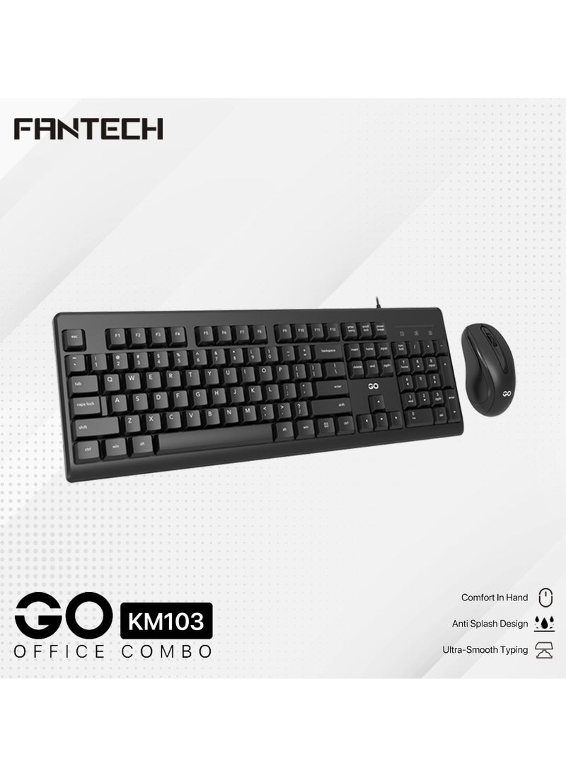 FANTECH - Fantech KM103 Resilient Full Size Gaming/Office Keyboard with Gaming/Office Mouse, Water Resistant, Comfortable Design, Adjustable Stands, Plug & Play Convenience - Image 1