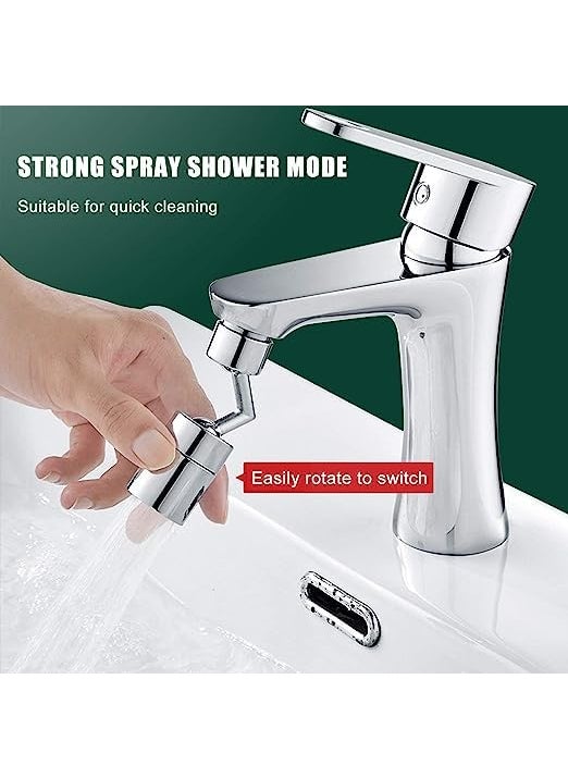 LUNEZY Universal Splash Filter Faucet 720 Rotating Faucet Extender Aerator Splashing Swivel Sink Faucet Head with 2 Water Outlet Modes for Bathroom and Kitchen Silver