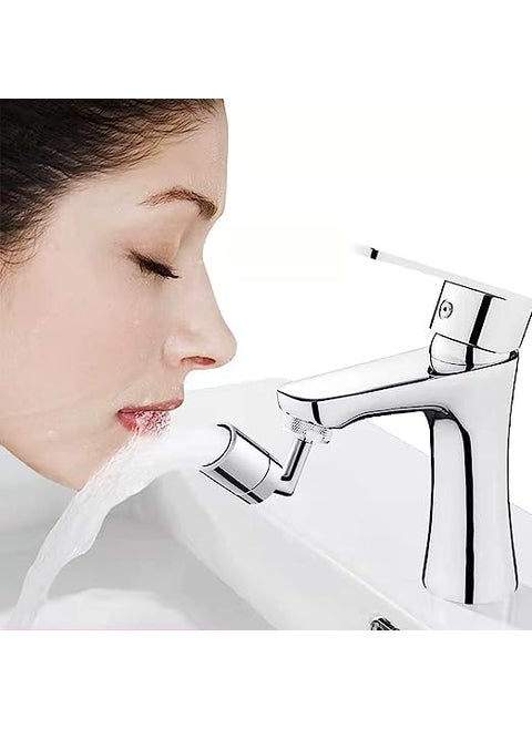 LUNEZY Universal Splash Filter Faucet 720 Rotating Faucet Extender Aerator Splashing Swivel Sink Faucet Head with 2 Water Outlet Modes for Bathroom and Kitchen Silver