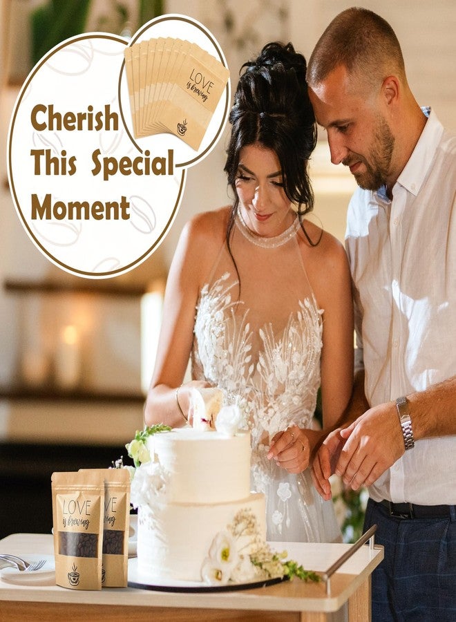 Whaline 50 Pcs Love is Brewing Kraft Paper Resealable Bags Coffee Favor Bags Treat Goodie Stand Up Bag with Window for Wedding Engagement Baby Bridal Shower Bachelorette Party Gift Supplies - Image 5