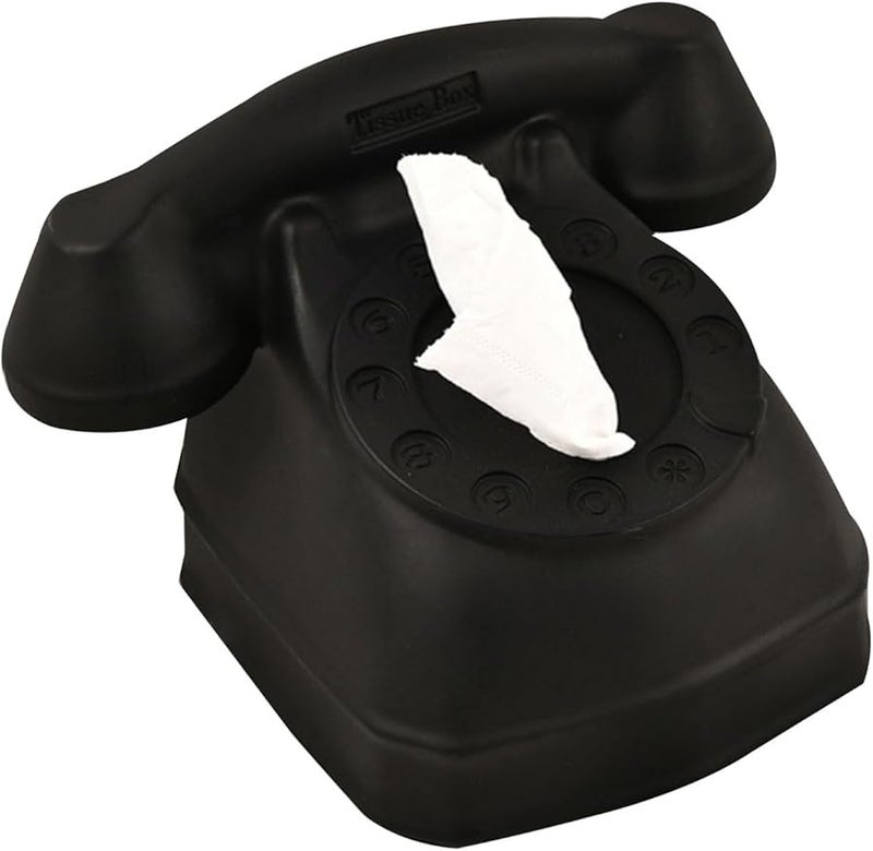 صندوق المناديل الورقية على شكل هاتف أسود - موزع أنيق لديكور المنزل - Image 2