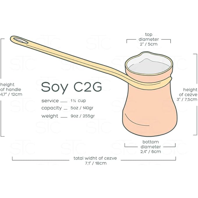 ريحني إبريق القهوة التركي النحاسي المطاط بالفضة مصنوع يدويا من الصويا لتخمير على الموقد بحجم متوسط 140 مل - Image 4