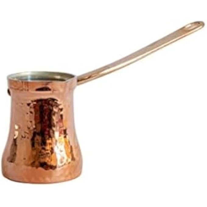 ريحني إبريق القهوة التركي النحاسي المطاط بالفضة مصنوع يدويا من الصويا لتخمير على الموقد بحجم متوسط 140 مل - Image 1