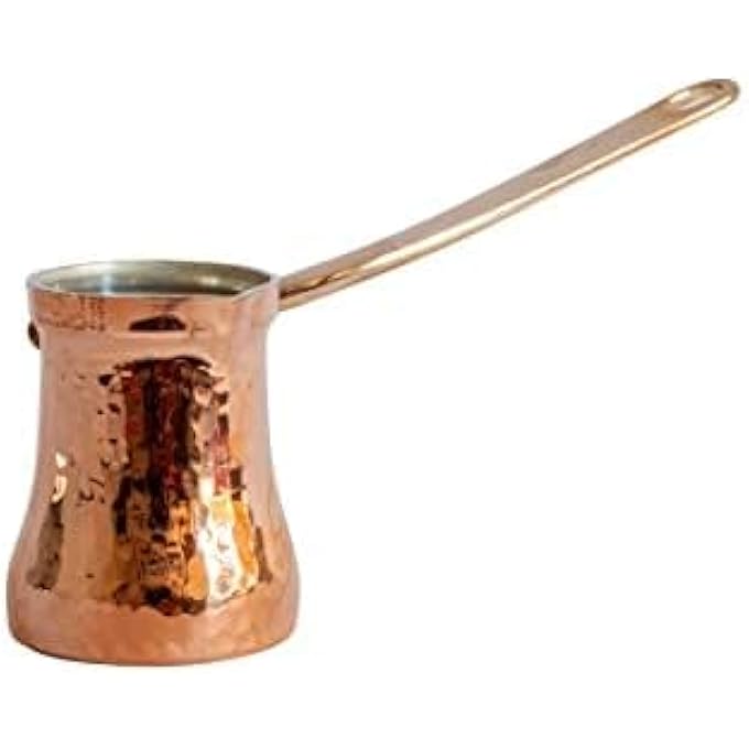 ريحني إبريق القهوة التركي النحاسي المطاط بالفضة مصنوع يدويا من الصويا لتخمير على الموقد بحجم متوسط 140 مل - Image 3