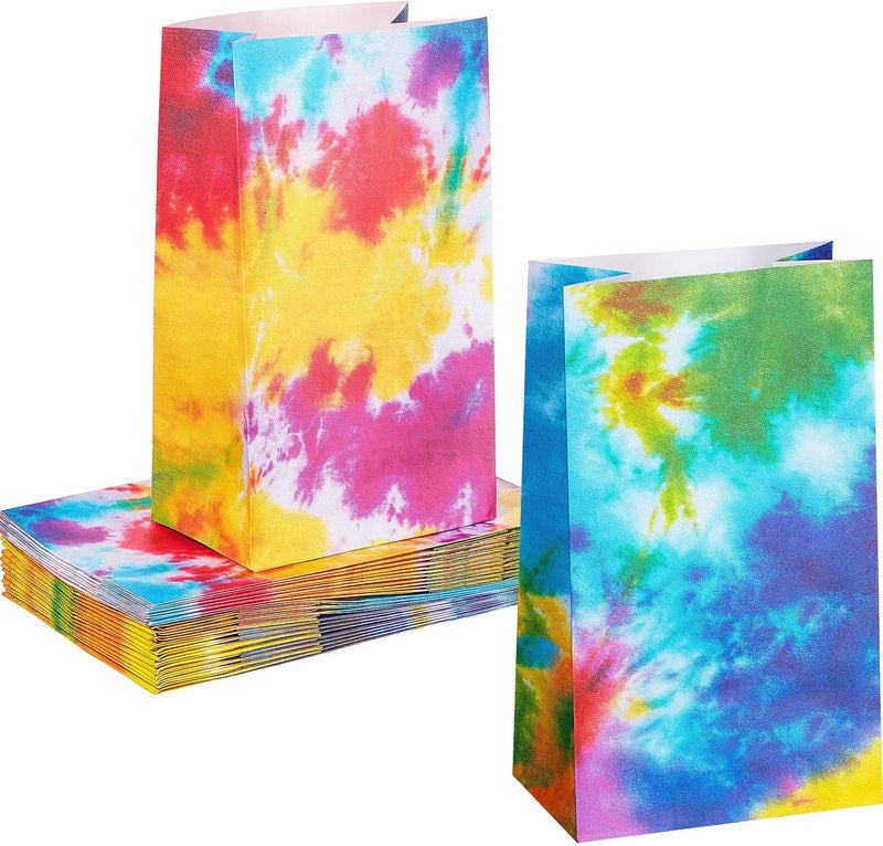 كلاراكو أكياس ورقية من كلاركو، 48 قطعة، أكياس هدايا، أكياس ورقية ملونة للحفلات، إكسسوارات حفلات، لوازم تزيين الحفلات، تصميمان لحفلات أعياد الميلاد، حفلات بطابع كلاسيكي، حفلات بطابع صبغ التعادل - Image 1