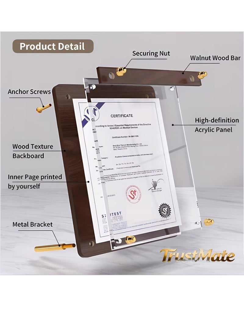 TrustMate Premium A4 Wooden Display Stand - High-Definition Acrylic Menu and Certificate Holder - Luxury Walnut Finish - Vertical & Horizontal Use for Office, Restaurant, and Home - Image 3