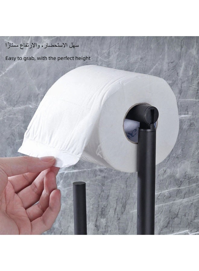Black Freestanding Toilet Paper Holder with Toilet Brush - Image 4