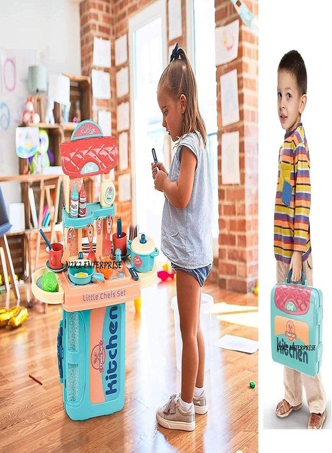 N2K2 ENTERPRISE 3 in 1 Suitcase Design Kitchen Set Pretend Role Play Cooking Accessories Toy with Accessories for Kids Girls - Image 4