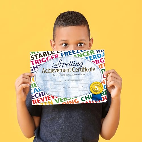 Hayes Spelling Achievement Certificates, Customizable Award for Students, Kids, and Children, Award Certificates for Spelling Bees and Competition, Full-Color Glossy Finish, 8.5" x 11" - 30 Pack - Image 3