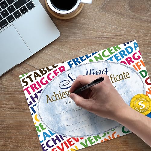 Hayes Spelling Achievement Certificates, Customizable Award for Students, Kids, and Children, Award Certificates for Spelling Bees and Competition, Full-Color Glossy Finish, 8.5" x 11" - 30 Pack - Image 4