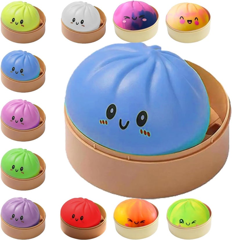 Glitter Dumpling Squishy Fidget Toy with Steamer Box - Stress Relief for Kids and Adults - Image 1