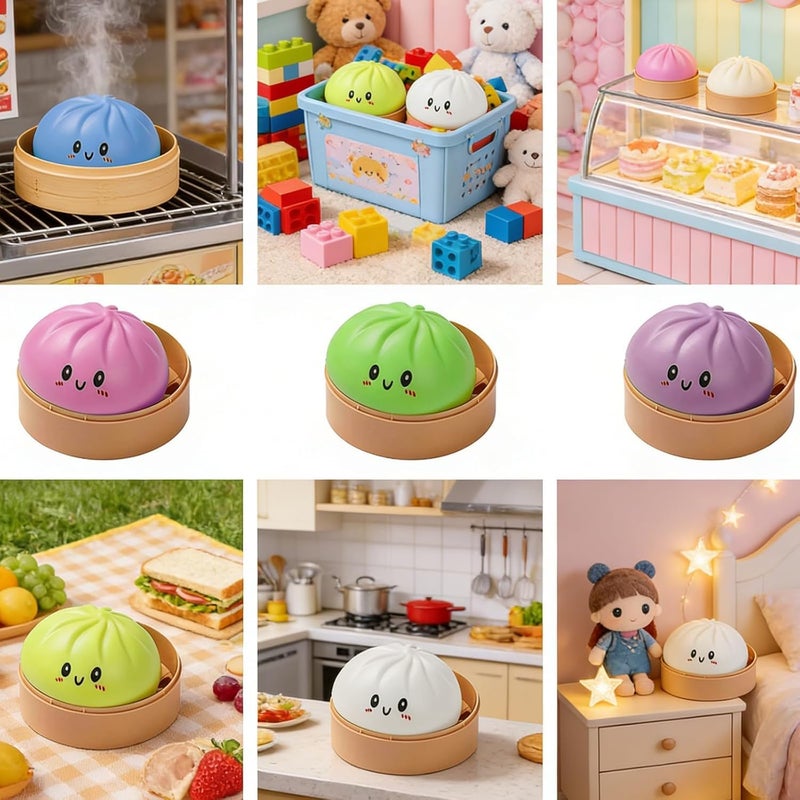 Glitter Dumpling Squishy Fidget Toy with Steamer Box - Stress Relief for Kids and Adults - Image 4