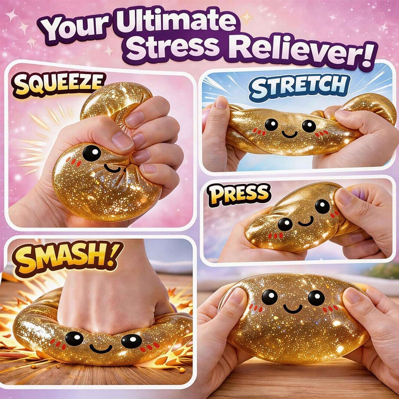 Glitter Dumpling Squishy Fidget Toy with Steamer Box - Stress Relief for Kids and Adults - Image 2