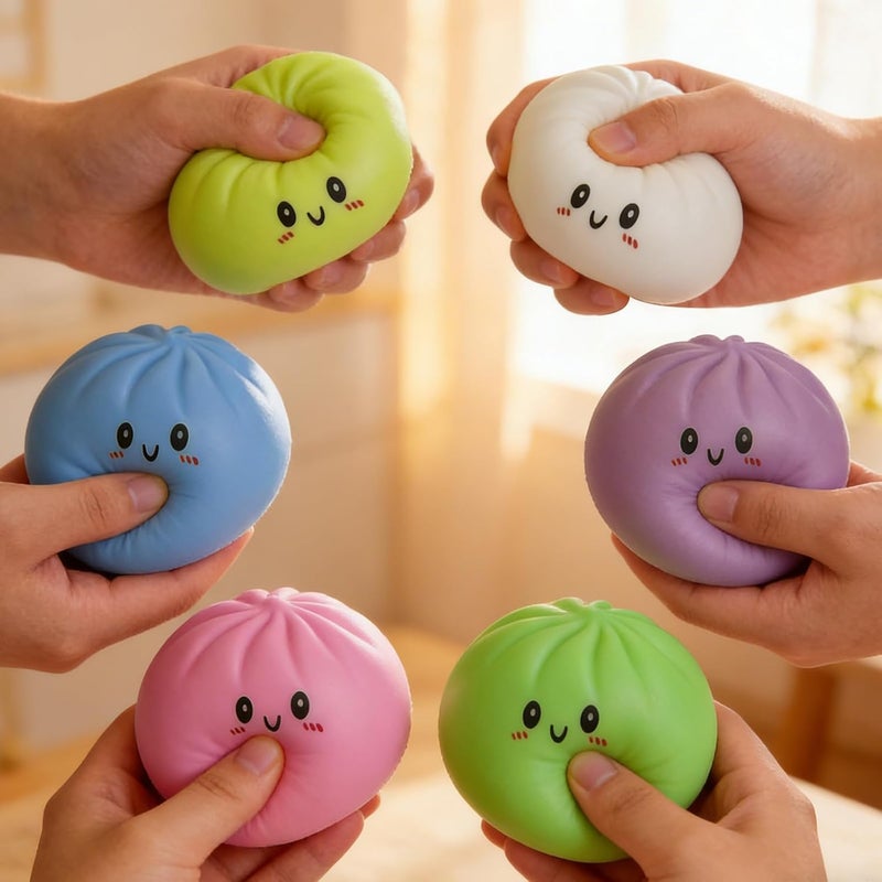 Glitter Dumpling Squishy Fidget Toy with Steamer Box - Stress Relief for Kids and Adults - Image 5