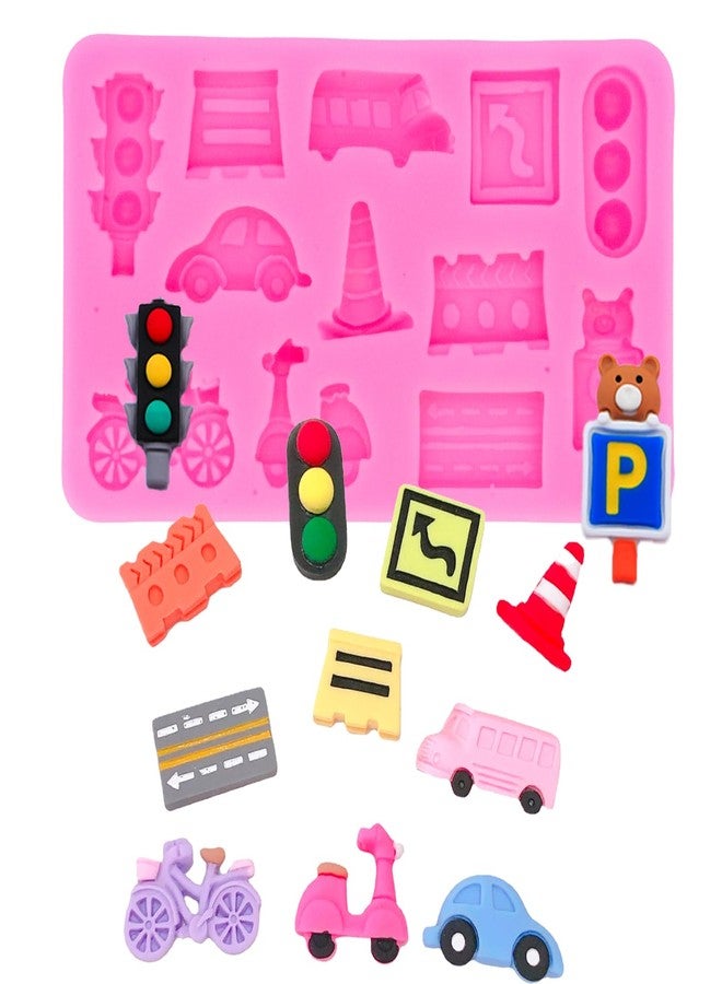 Jansowin 3D Vehicle Car Traffic Bus Silicone Mold Candy Jewelry Earrings Clay Epoxy Resin Chocolate Topper Decoration Decor Desserts Gum Paste Fondant Pudding Cupcake Handmade Ice Cream Jelly Shots Children - Image 1