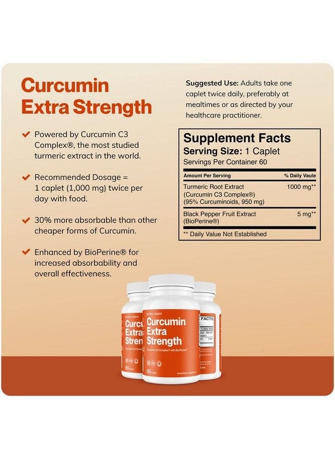Better Way Health - Curcumin Extra Strength Turmeric Curcumin C3 Complex + Bioperine 1000Mg 60 Caplets - Image 1