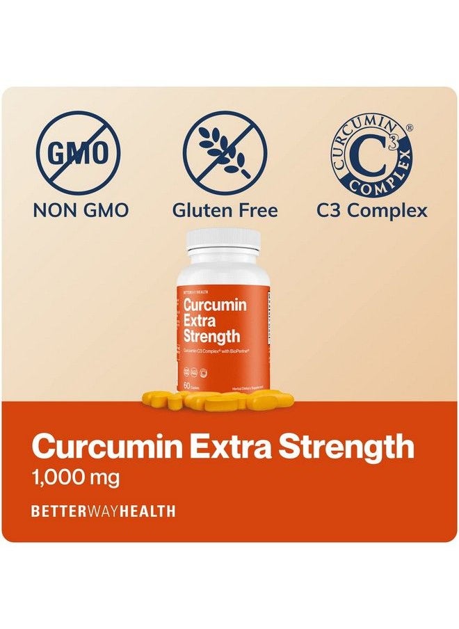 Better Way Health - Curcumin Extra Strength Turmeric Curcumin C3 Complex + Bioperine 1000Mg 60 Caplets - Image 1