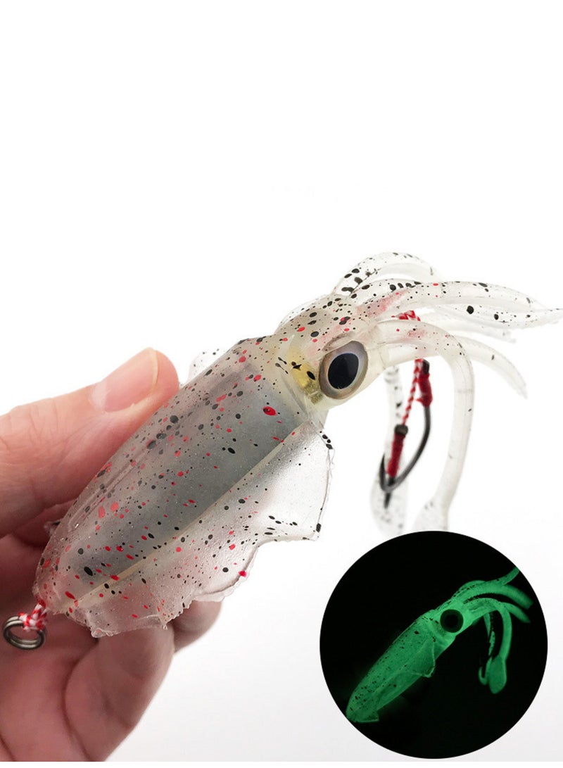 Generic 60g UV Luminous Squid-shaped Bait, Simulated Bait With Hook For Sea Fishing, Soft Fake Bait For Tuna  - Image 1