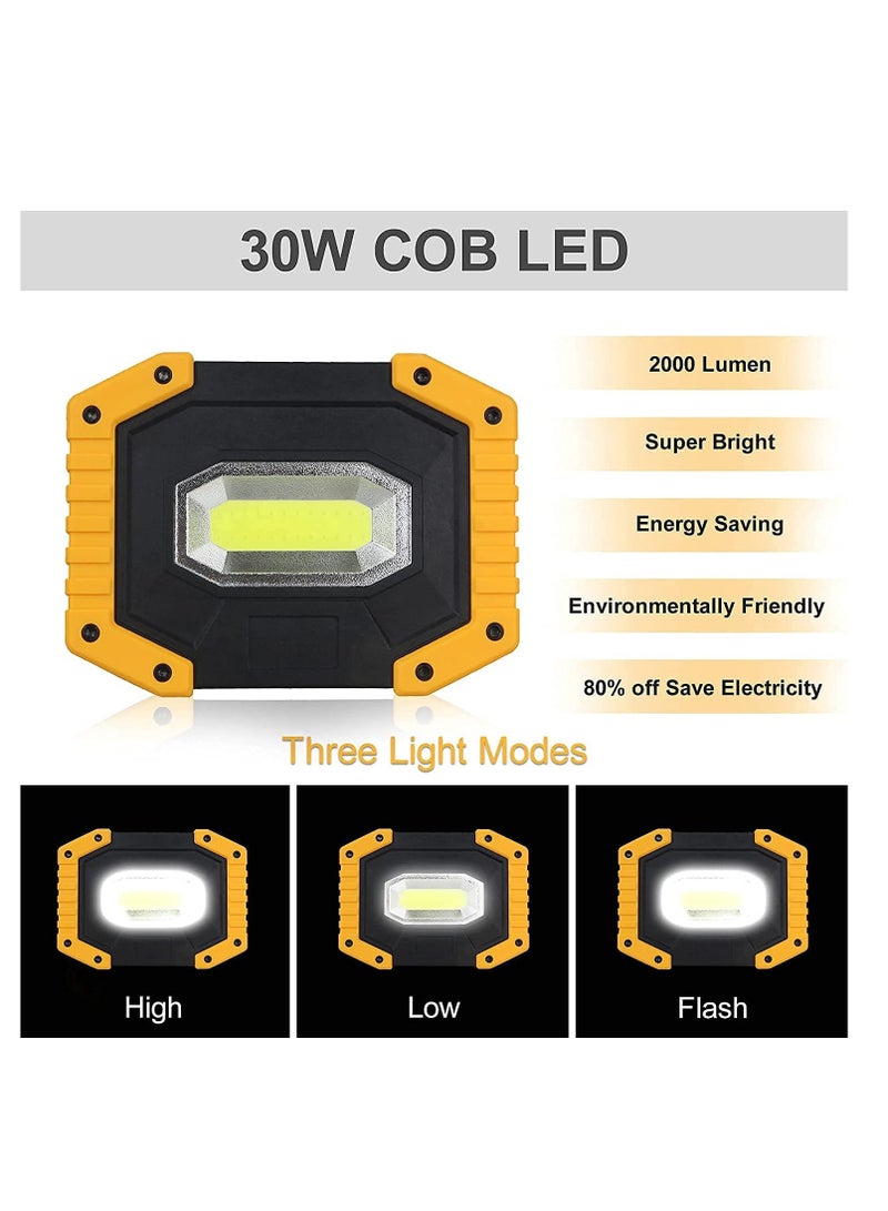 إسكدنيا LED Work Light 2 COB 30W 1500LM Rechargeable Portable Waterproof LED Flood Lights for Outdoor Camping Hiking Emergency Car Repairing Household and Job Site Lighting 1 PACK - Image 3