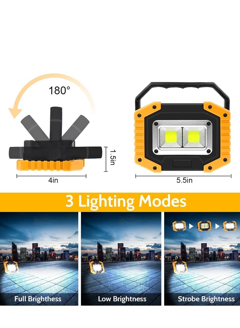 إسكدنيا LED Work Light 2 COB 30W 1500LM Rechargeable Portable Waterproof LED Flood Lights for Outdoor Camping Hiking Emergency Car Repairing Household and Job Site Lighting 1 PACK - Image 2