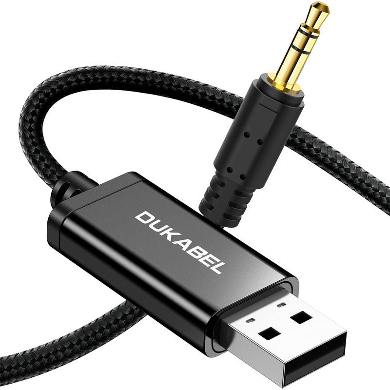 DUKABEL كابل DUKABEL USB إلى 3.5 مم Aux، كابل USB إلى جاك 3.5 مم لجهاز الكمبيوتر PS4 PS5 كابل صوت مساعد ذكر USB2.0 إلى 1/8 بوصة لسماعة الرأس مكبر الصوت (8 قدم / 2.4 متر) لا يعمل مع التلفاز السيارة PS3 الشاحنة مكبر الصوت - Image 1