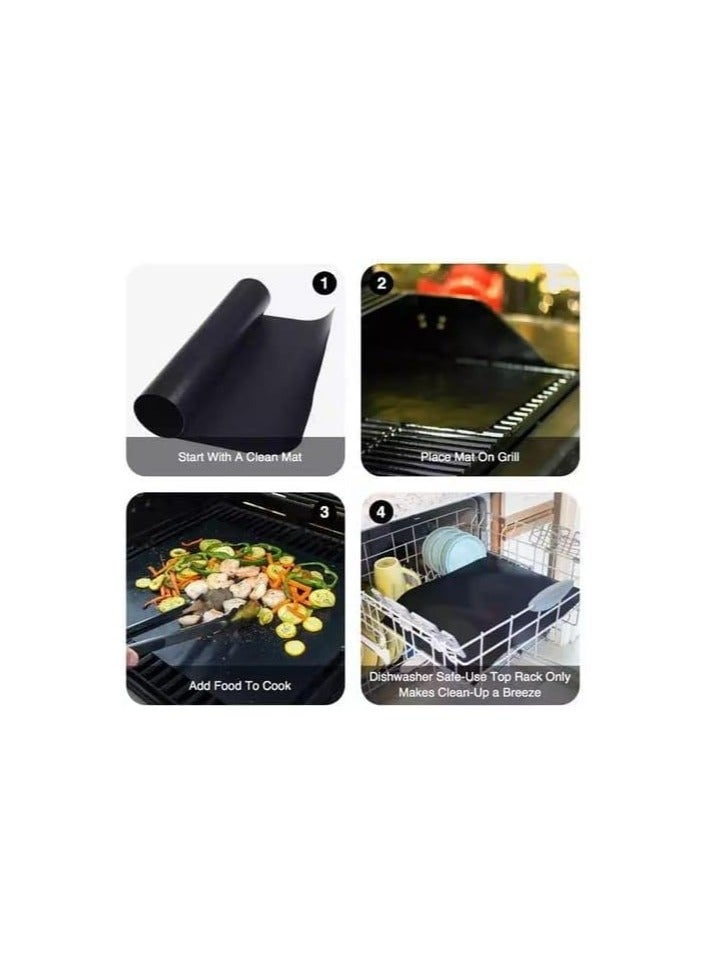 4 قطع من شرائح الشواء المضادة للالتصاق - يمكن استخدامها كقاعدة صينية للمعجنات والخبز في الفرن - تتحمل درجة الحرارة العالية، وصحية وامنة تماما لجميع انواع الطعام - 15.7x13 بوصة - Image 2