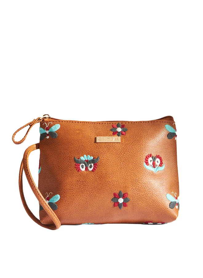 Chumbak Owl Eyes Embroidered Pouch