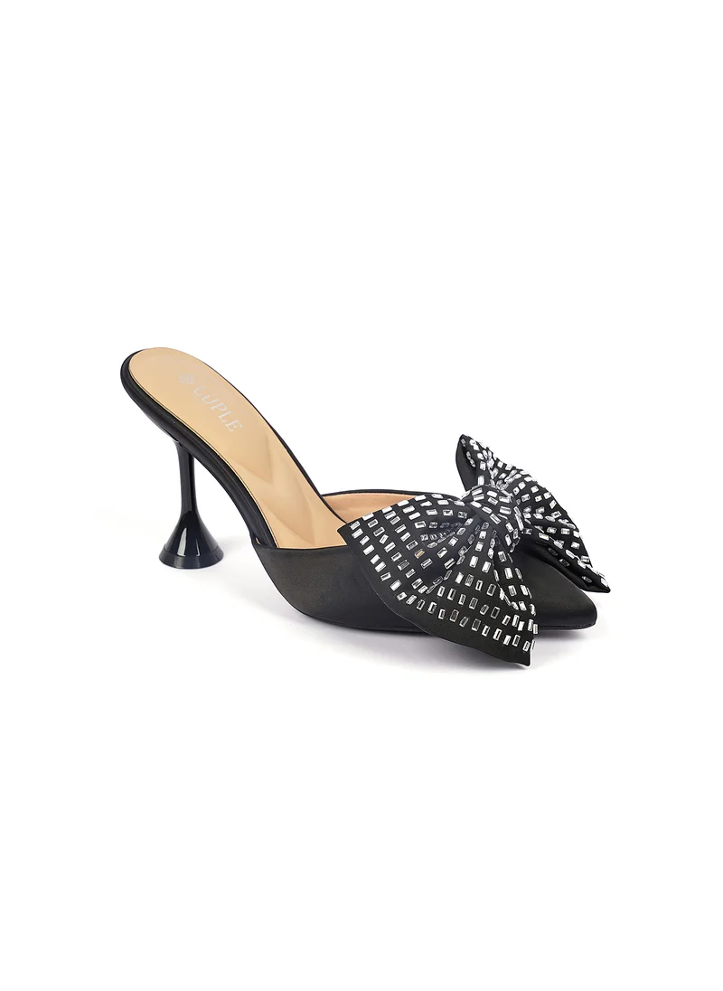 كيوبل Womens satin heeled mules