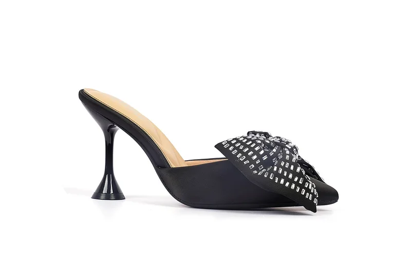 Cuple Womens satin heeled mules