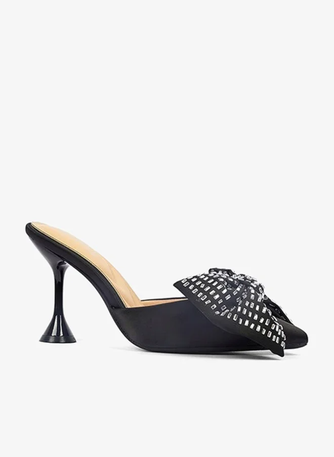 Cuple Womens satin heeled mules