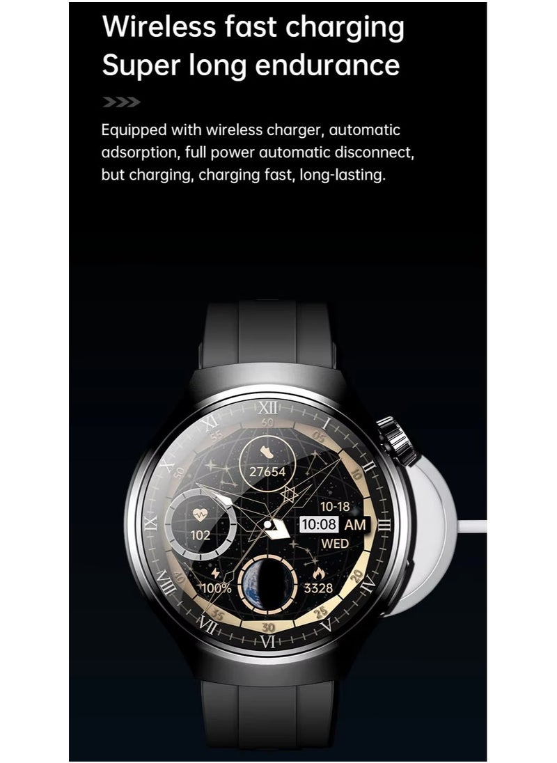 WISME WISME-X16 Round Shape Curved Display Smartwatch With 7 Pair Straps Charging Cable Designed For Men Silver  - Image 3