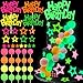 SPFYunion 40 PCS Glow Cake Topper Set with Ball Star and Happy Birthday Toppers Party Decorations for Neon Cakes Black Light Party Supplies in 4 Colors - Image 3