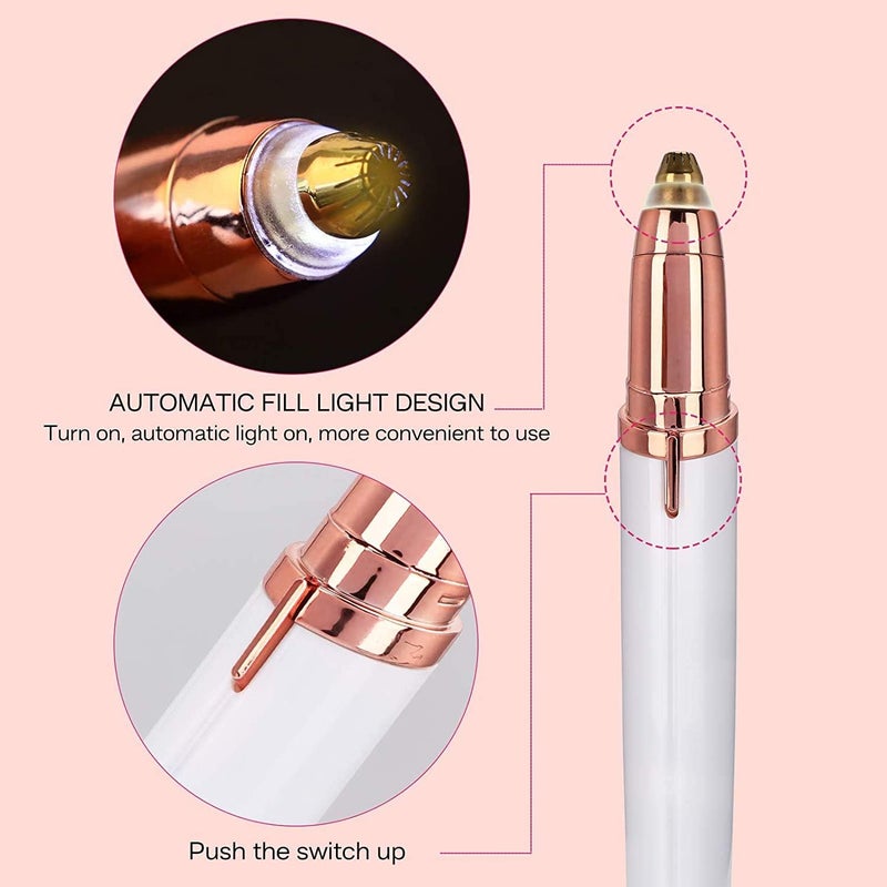 N.C CYY Eyebrow Hair Remover, Eyebrow Shaper for Women, Painless-Precision Eyebrow Trimmer Brows Epilator Eye Brow Facial Face Razor for Face Lips Nose Facial Hair Removal with LED Light (White) - Image 5