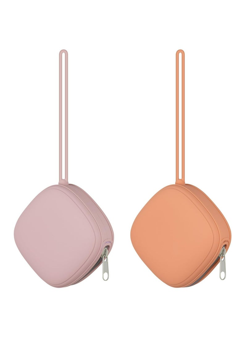 2 Pack Silicone Pacifier Holder Case, Portable Pacifier Cover Bag for Diaper Bags Baby Carriage, Travel Baby Pacifiers Silicone Pouch, Pacifier Accessories for Boys & Girls  - Image 1