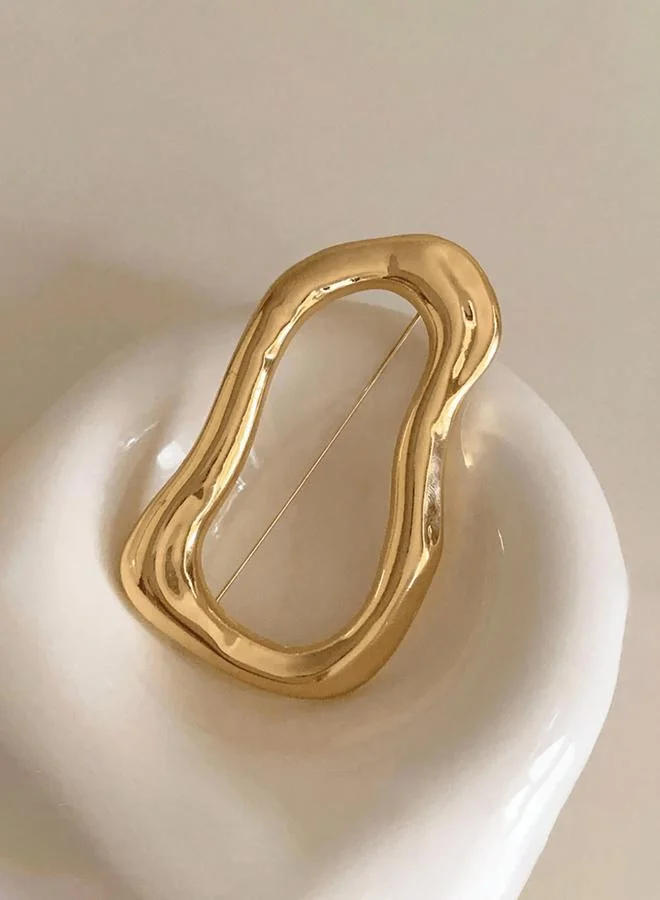 Take Two Chic Gold Irregular Ring Brooch