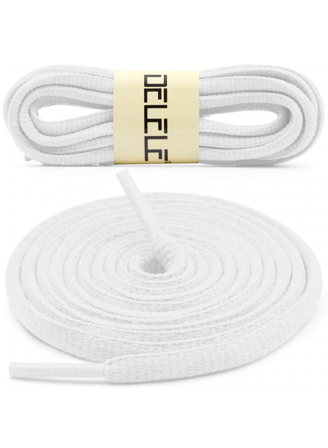 DELELE 2 Pair Oval Shoes laces Half Round 1/4" Athletic Shoelaces Shoe Strings White-51 inch - Image 1